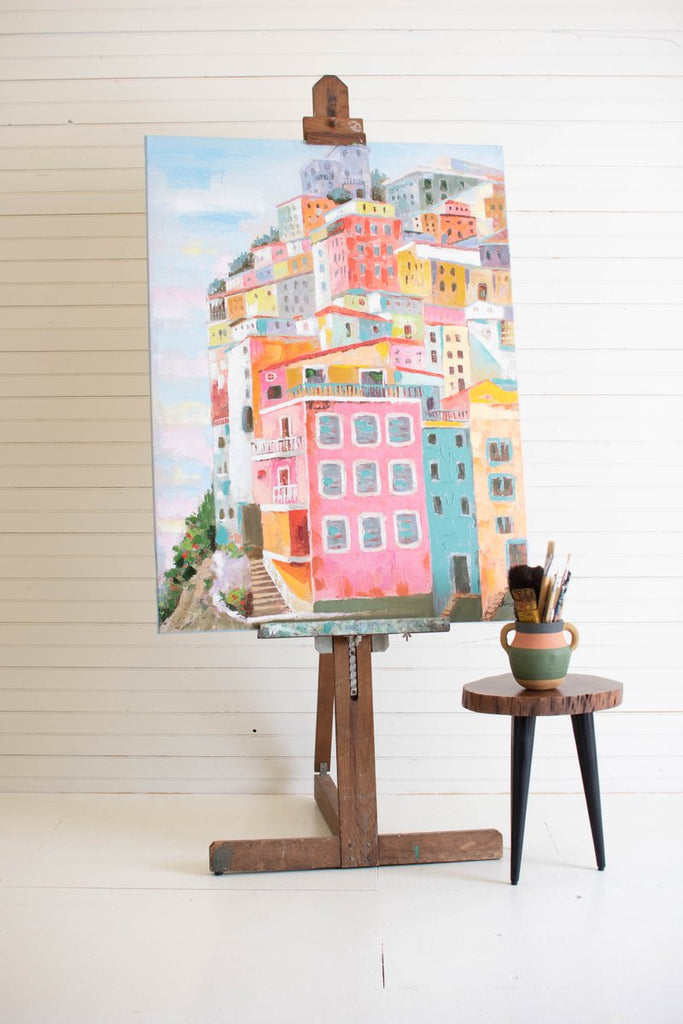 COLORFUL HOUSES OIL PAINTING-Fiore Verde