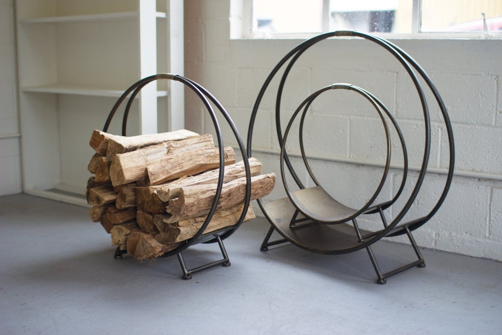 SET OF THREE METAL FIREWOOD RACKS-Fiore Verde
