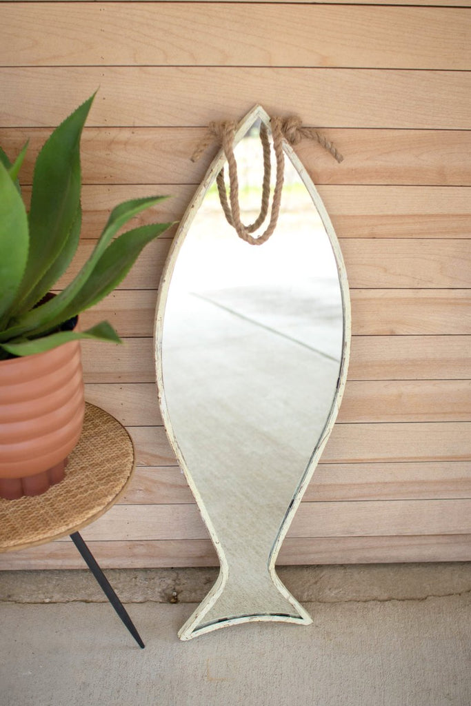 VERTICAL FISH MIRROR WITH ROPE HANGER-Fiore Verde