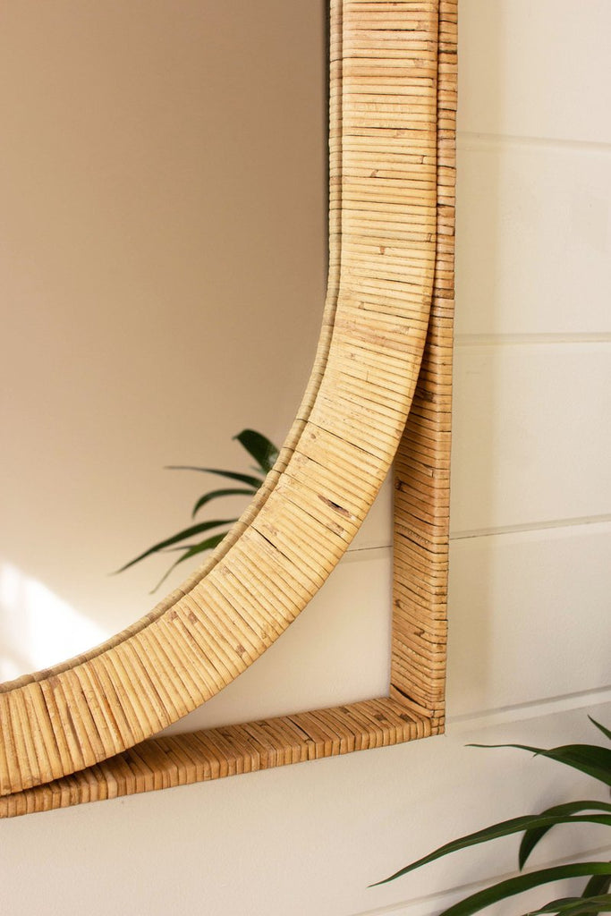 RECTANGLE/OVAL CANE WRAPPED MIRROR-Fiore Verde