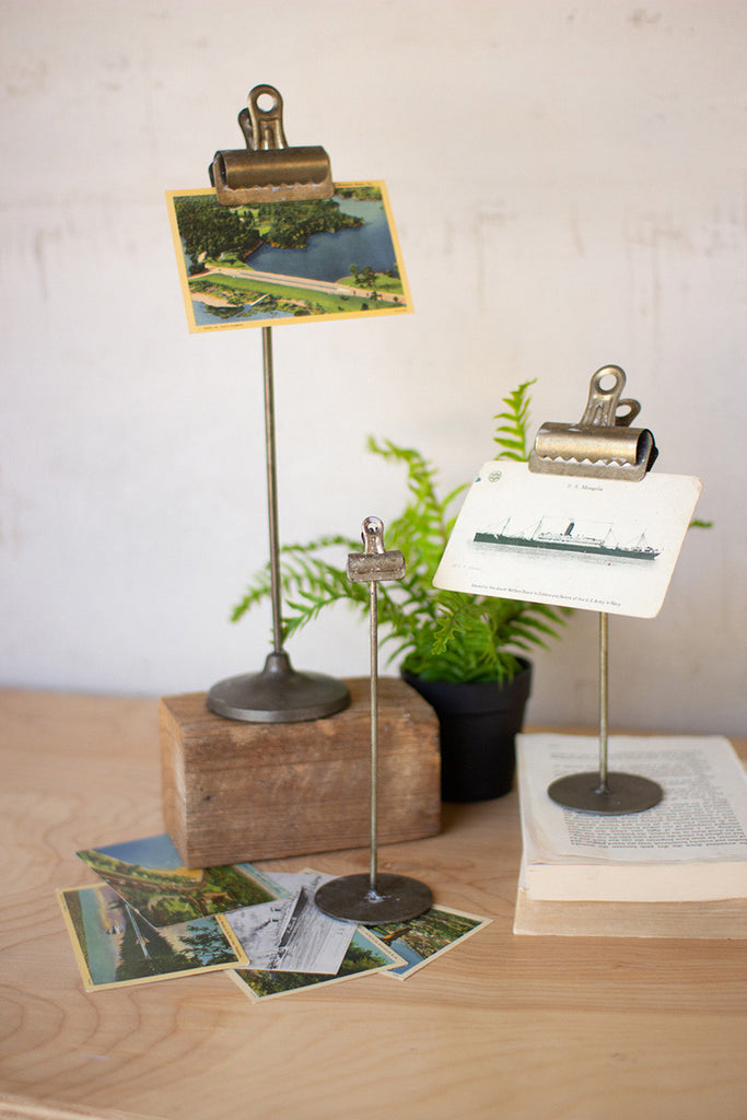 SET OF THREE METAL NOTE CLIPS-Fiore Verde