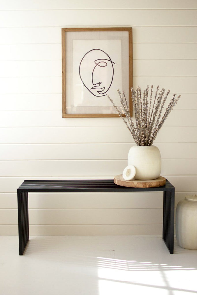 BLACK METAL BENCH CONSOLE-Fiore Verde