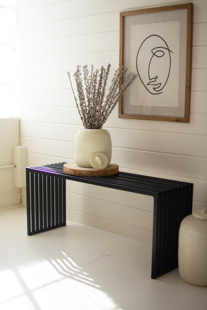 BLACK METAL BENCH CONSOLE-Fiore Verde