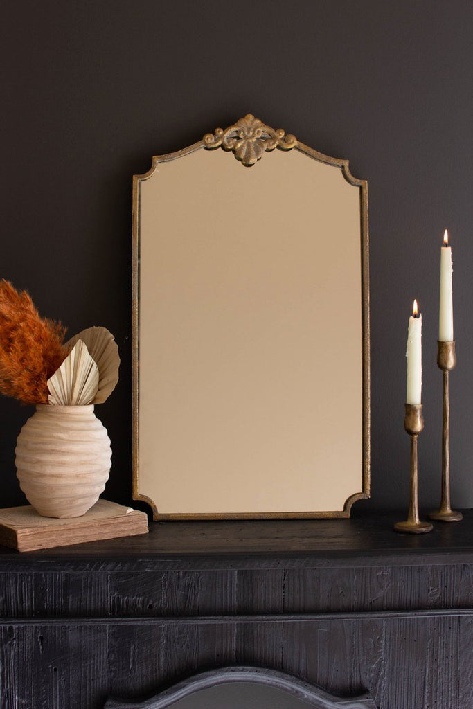 ANTIQUE BRASS VERTICAL WALL MIRROR-Fiore Verde