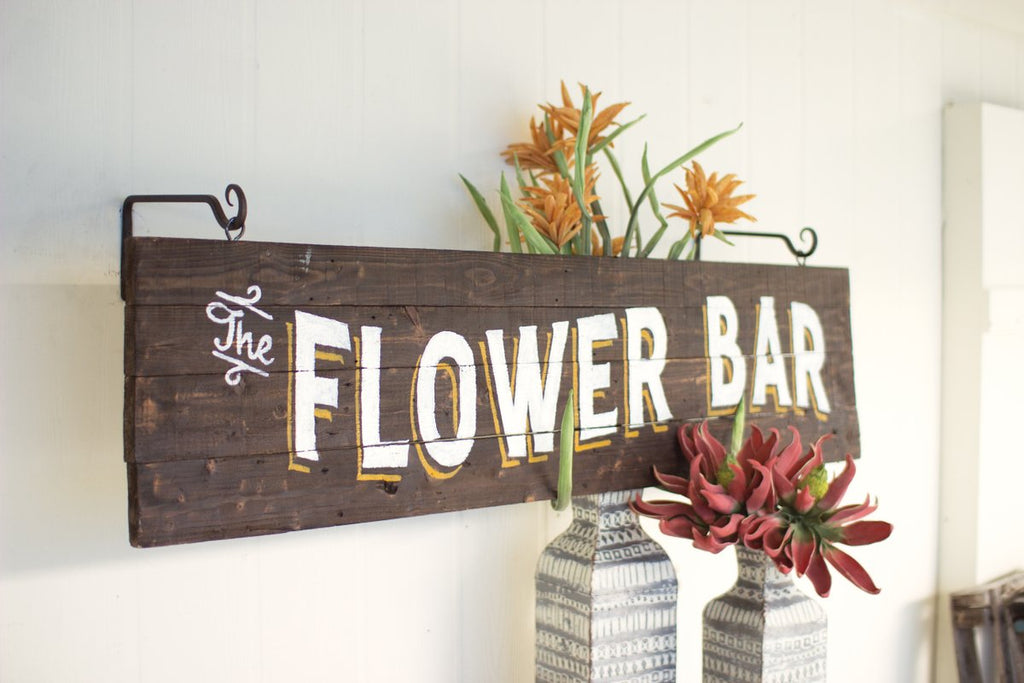 WOODEN FLOWER BAR SIGN-Fiore Verde