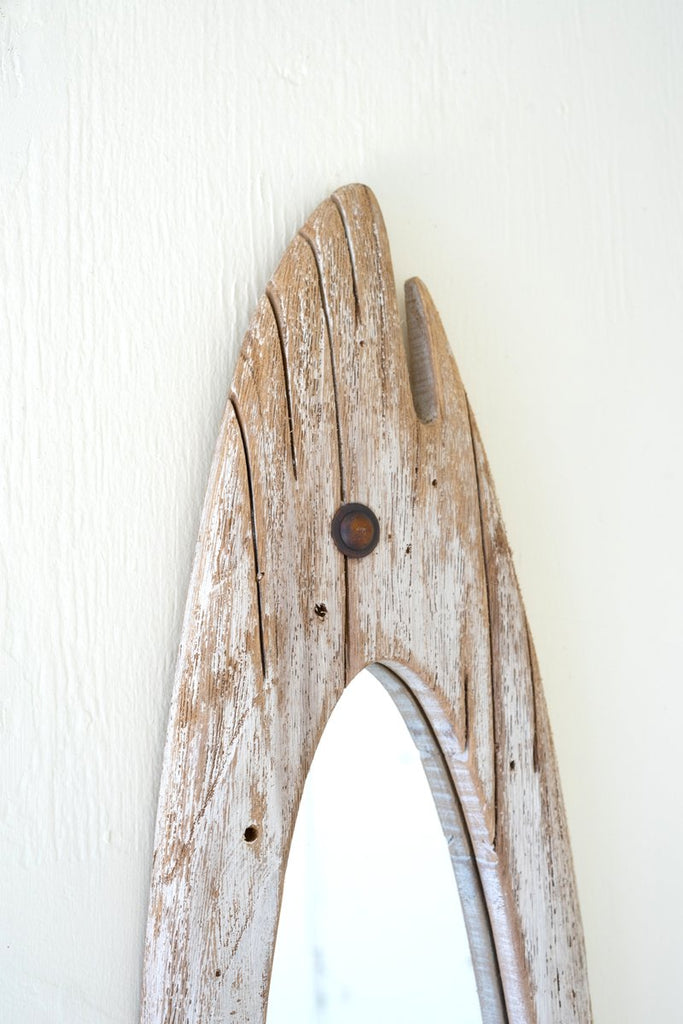 CARVED WOODEN FISH MIRROR-Fiore Verde