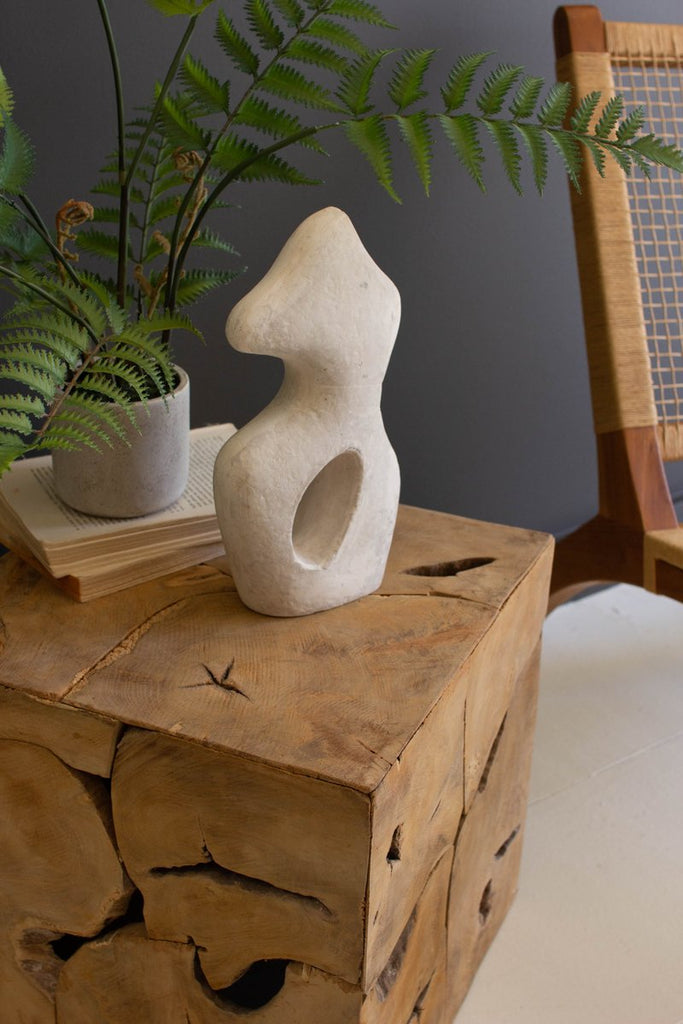 RUSTIC TEAK WOOD CUBE-Fiore Verde