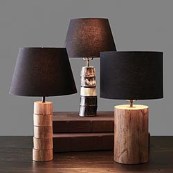 Matte Wood and Horn Lamps-Fiore Verde
