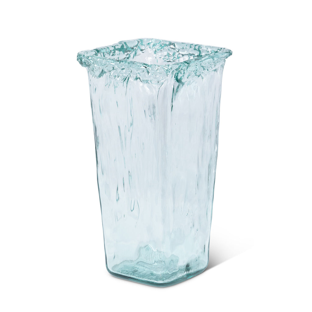 Oceana Organic Glass Square Vase, Large-Fiore Verde