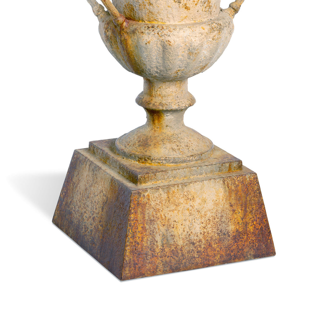 Fluted Metal Urn with Pedestal, 33"-Fiore Verde