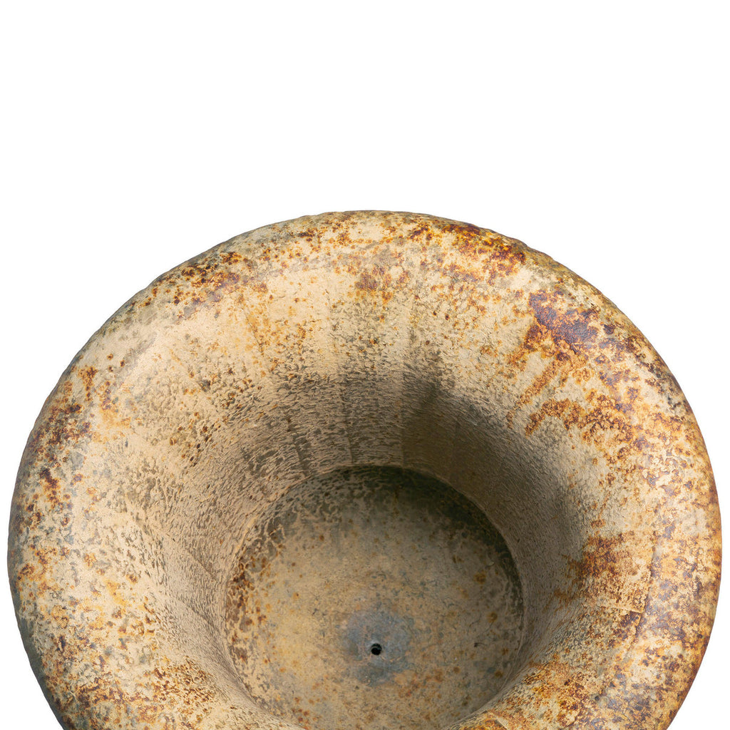 Fluted Metal Urn with Pedestal, 33"-Fiore Verde