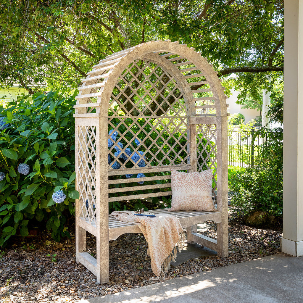 Iron Garden Trellis with Bench-Fiore Verde