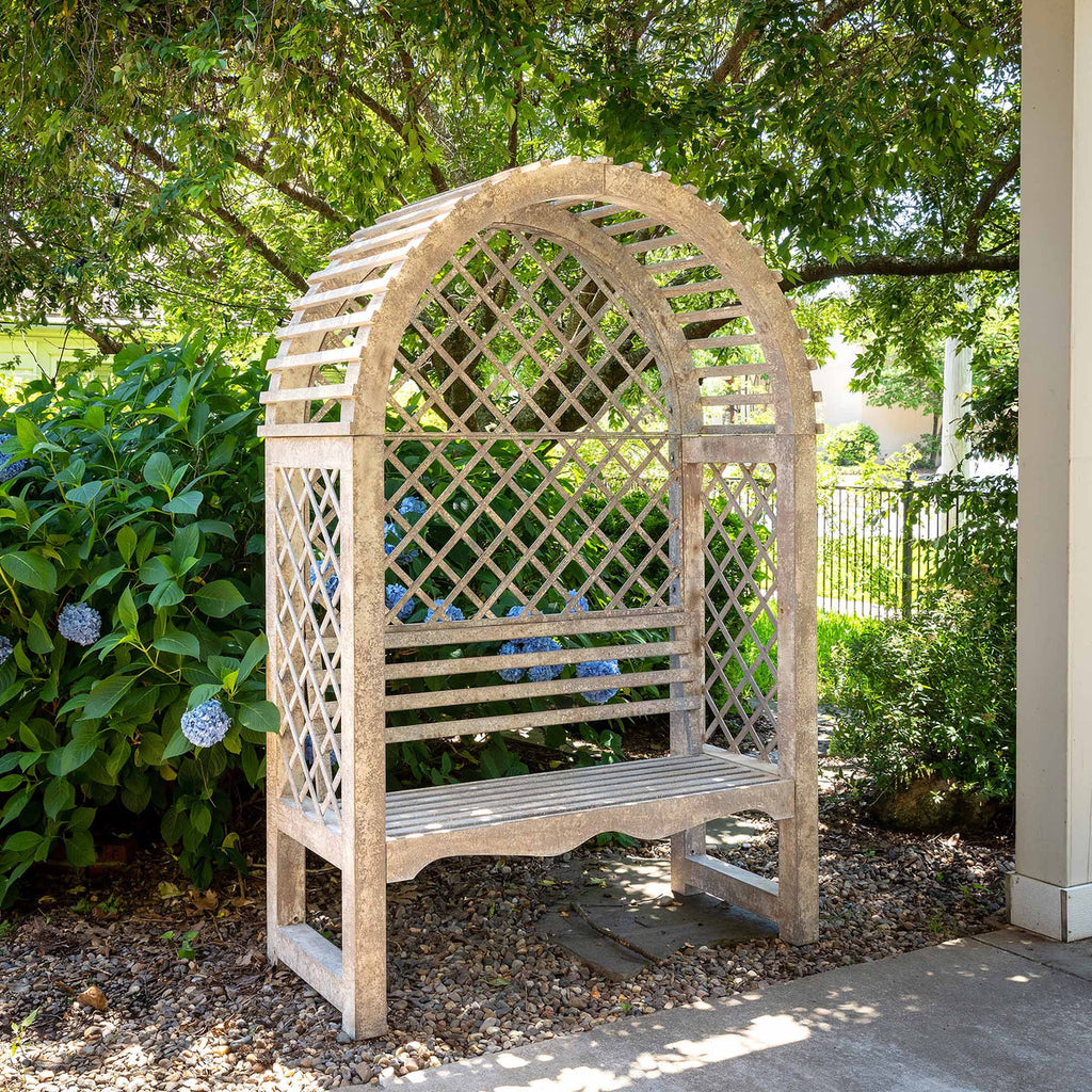 Iron Garden Trellis with Bench-Fiore Verde
