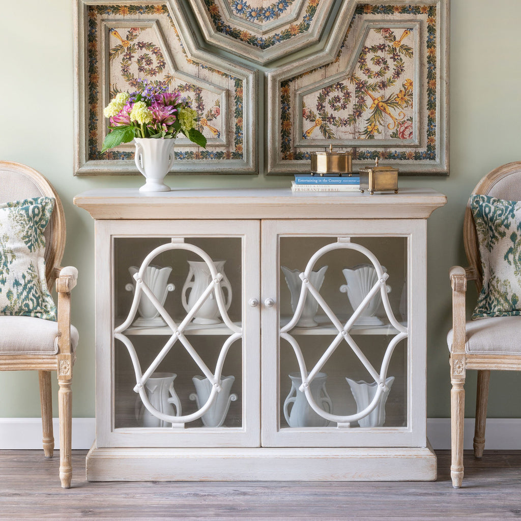 Adeline Wood Console with Glass Doors-Fiore Verde