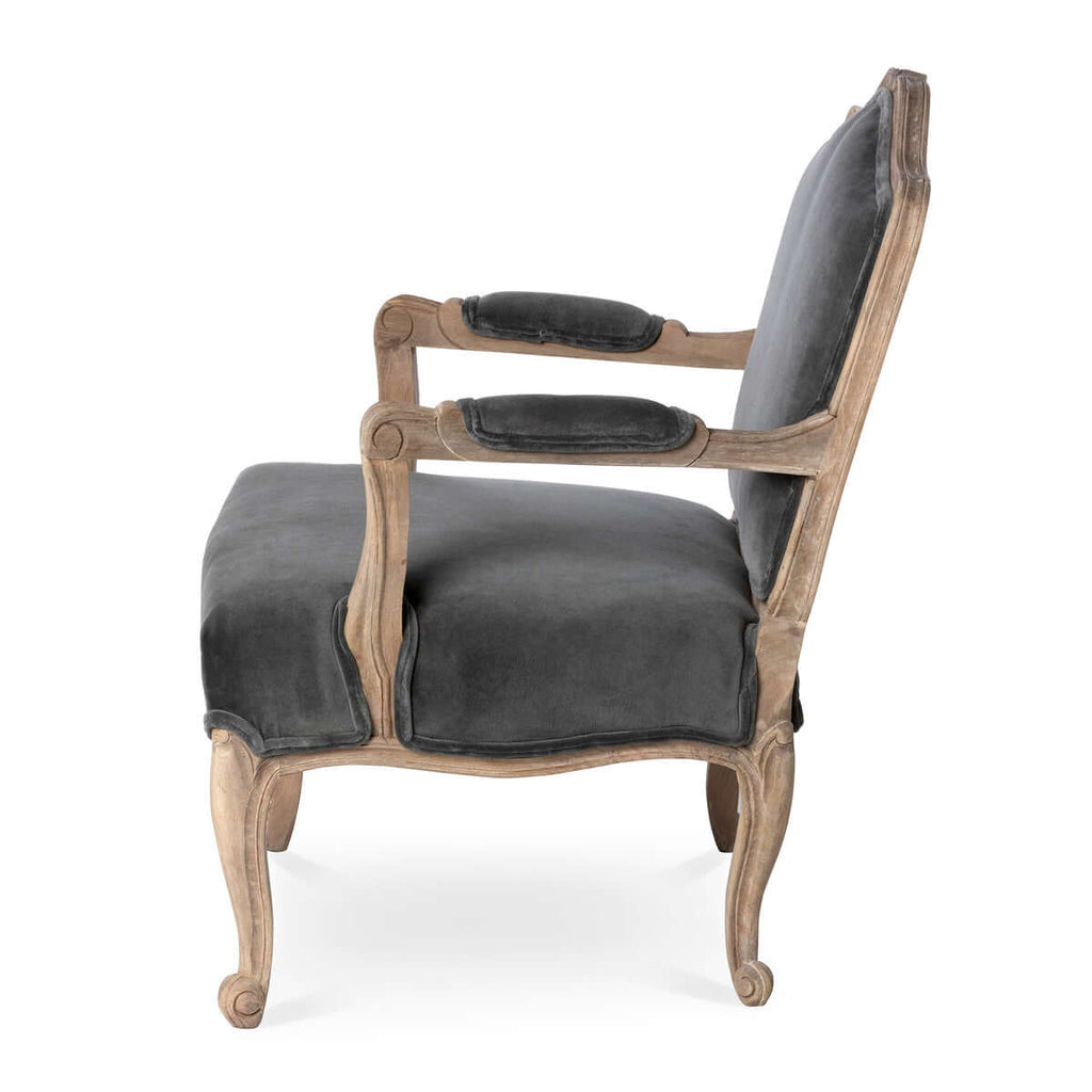 Chloe Velvet Upholstered Arm Chair-Fiore Verde