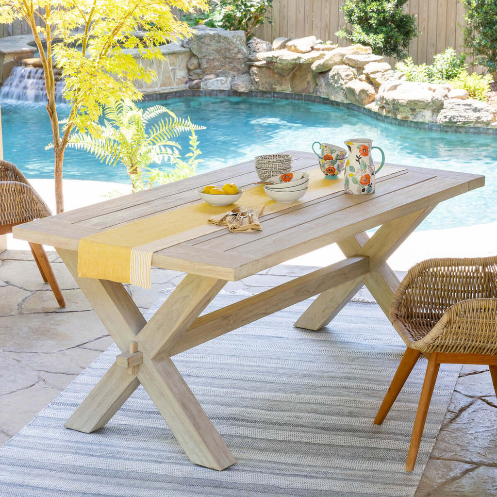 Teak Outdoor Clambake Table-Fiore Verde