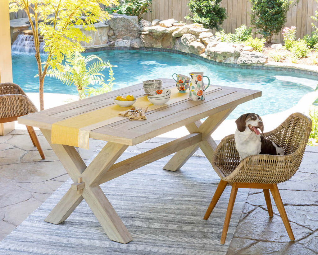 Teak Outdoor Clambake Table-Fiore Verde