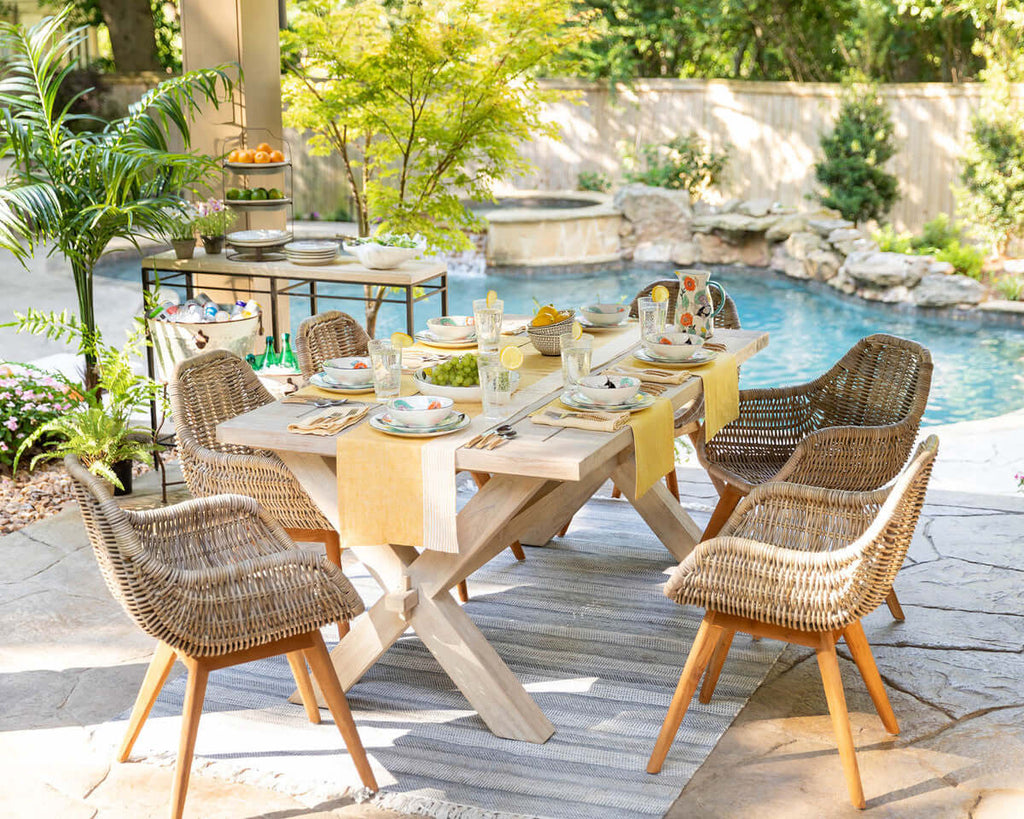 Teak Outdoor Clambake Table-Fiore Verde