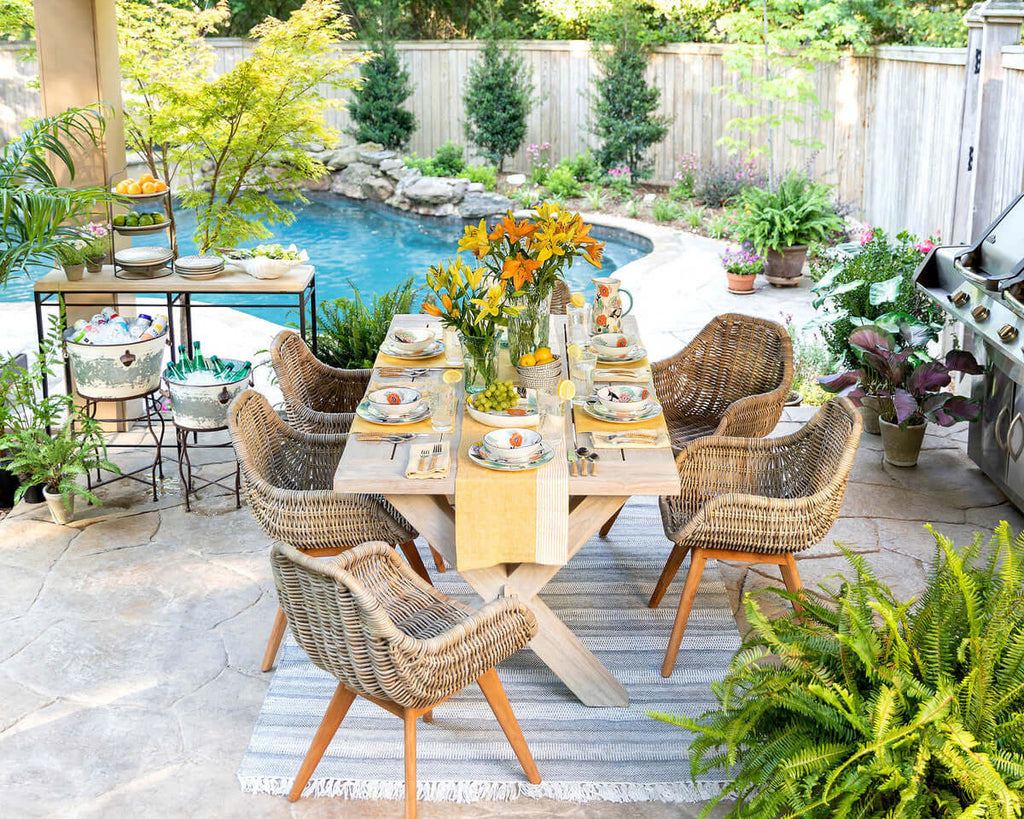 Teak Outdoor Clambake Table-Fiore Verde