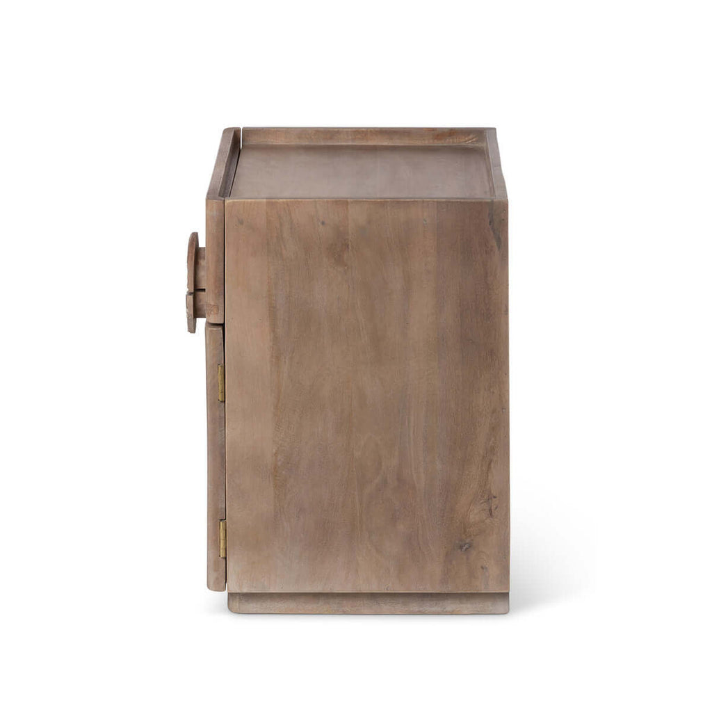 Rosette Hand Carved Wooden Side Table-Fiore Verde
