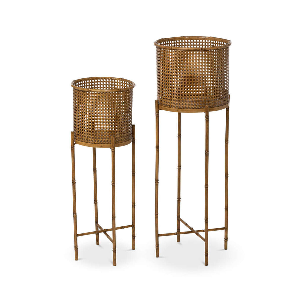 Roanoke Metal Planter on Stand, Set of 2-Fiore Verde