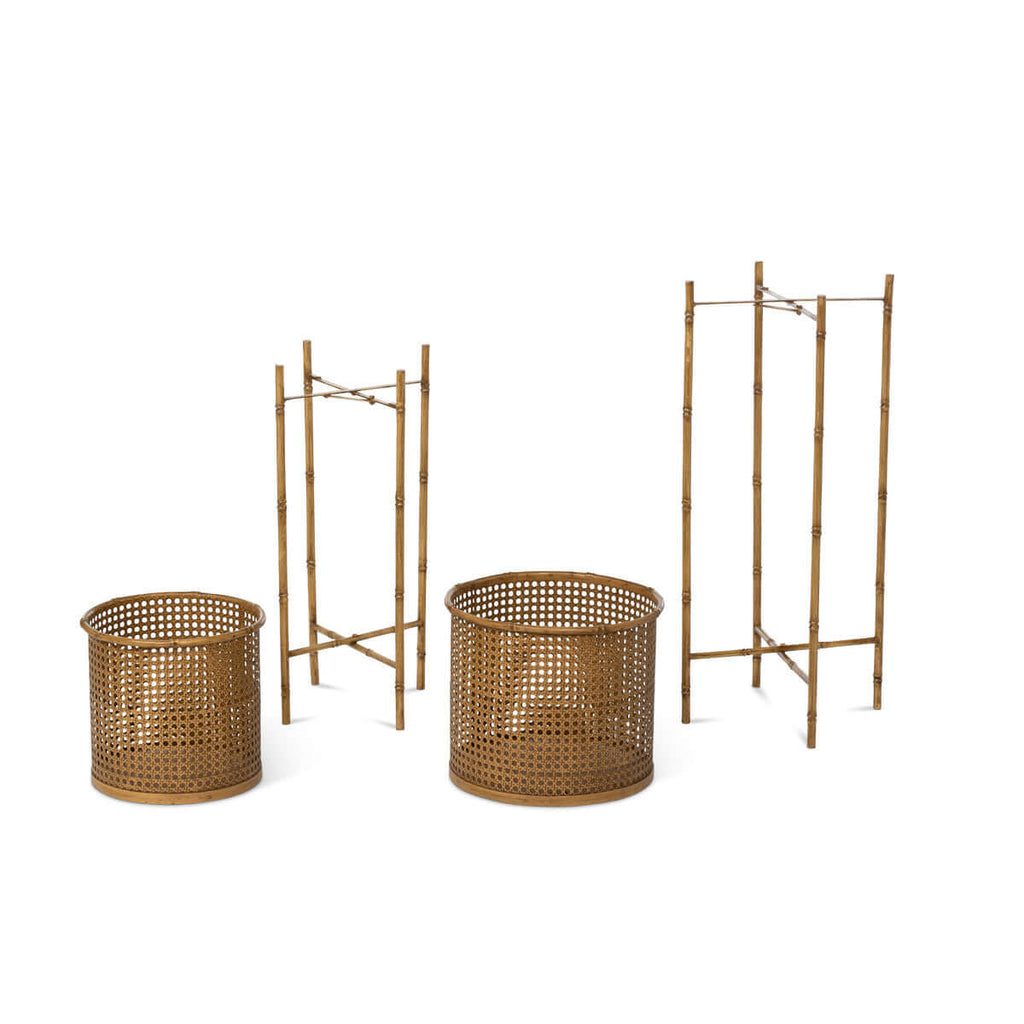 Roanoke Metal Planter on Stand, Set of 2-Fiore Verde