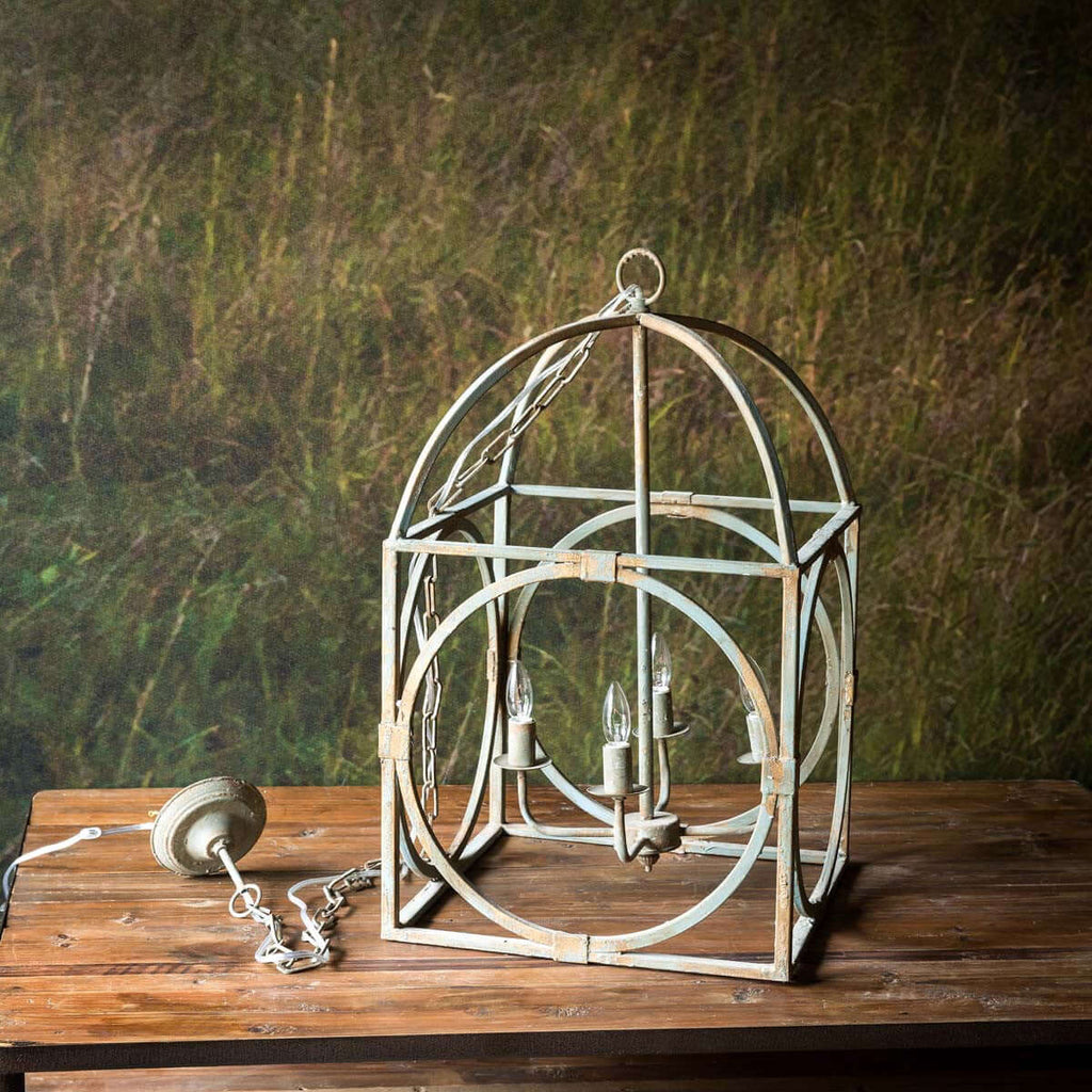 Metal Birdcage Chandelier-Fiore Verde