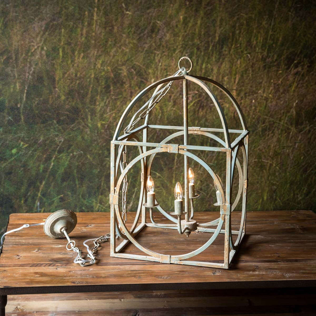 Metal Birdcage Chandelier-Fiore Verde