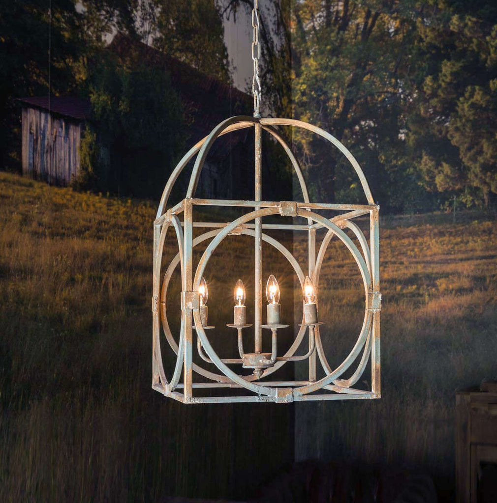 Metal Birdcage Chandelier-Fiore Verde