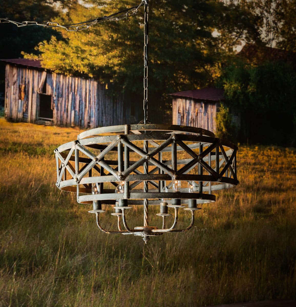 Metal Industrial Trestle Chandelier-Fiore Verde