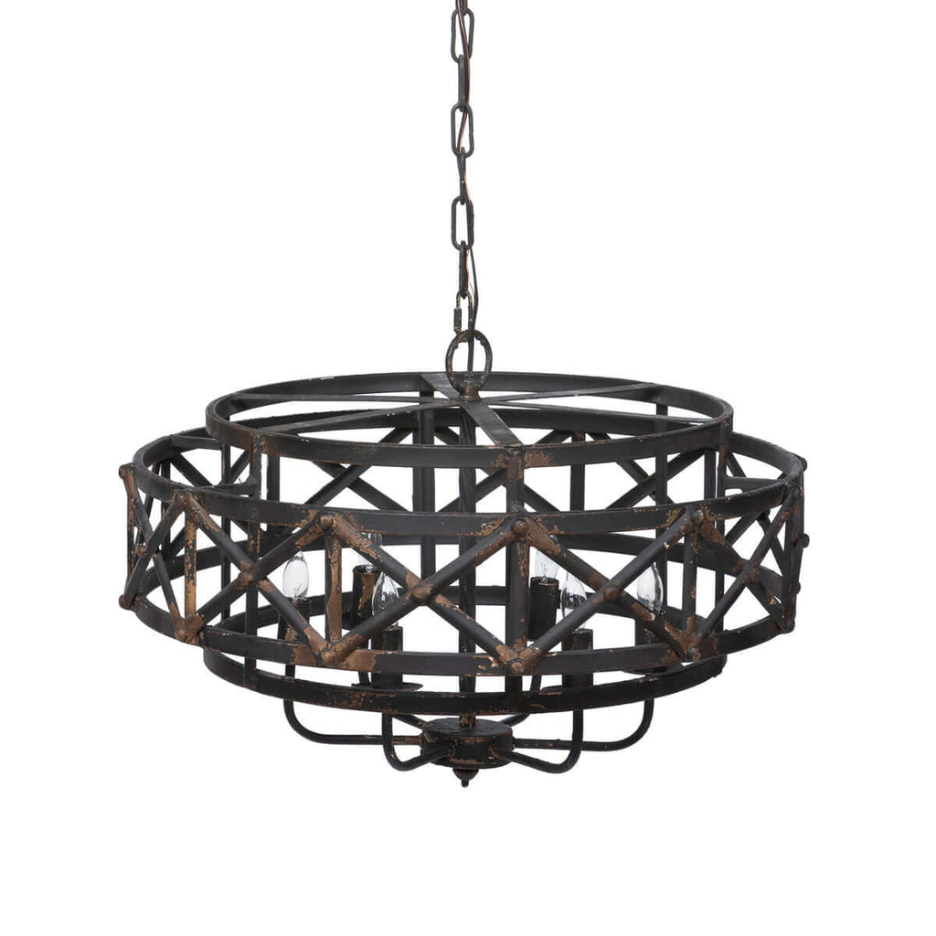 Metal Industrial Trestle Chandelier-Fiore Verde