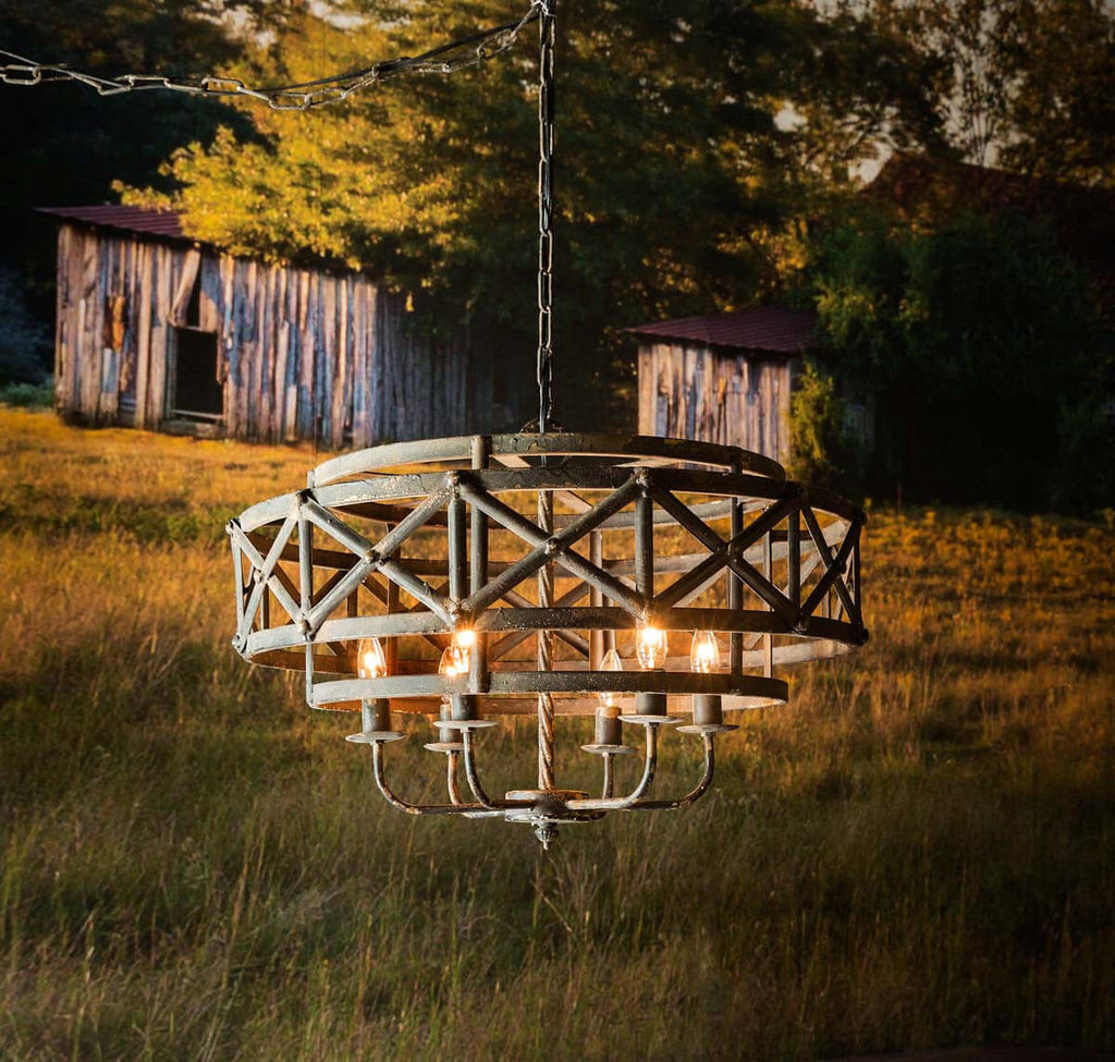 Metal Industrial Trestle Chandelier-Fiore Verde
