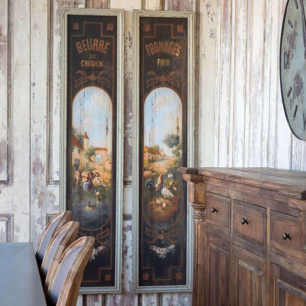 French Butter & Cheese Signs on Wood, Set of 2-Fiore Verde