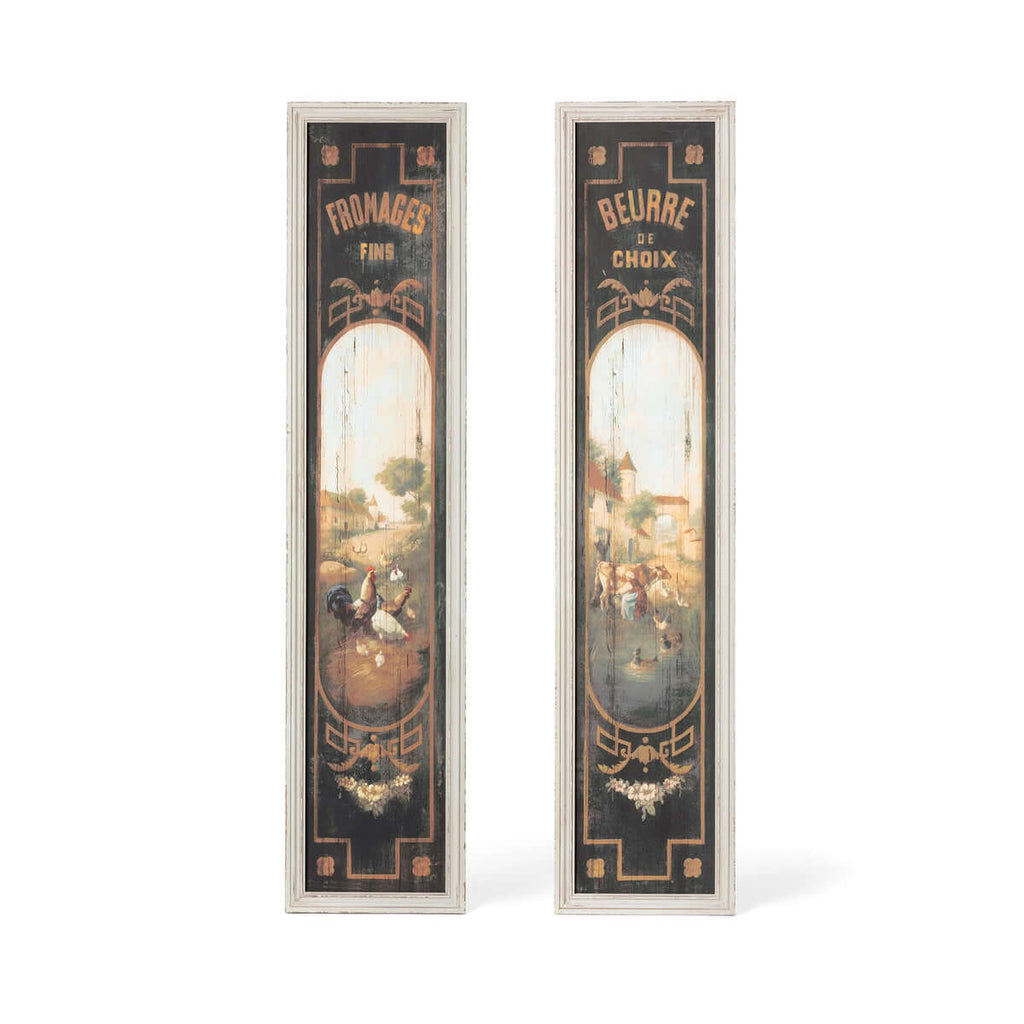 French Butter & Cheese Signs on Wood, Set of 2-Fiore Verde