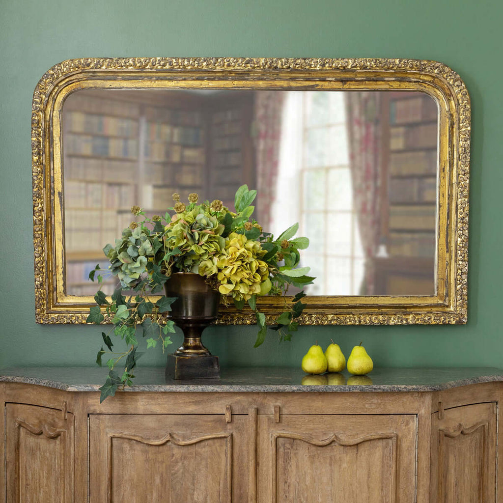 Carved Wood Entry Mirror-Fiore Verde