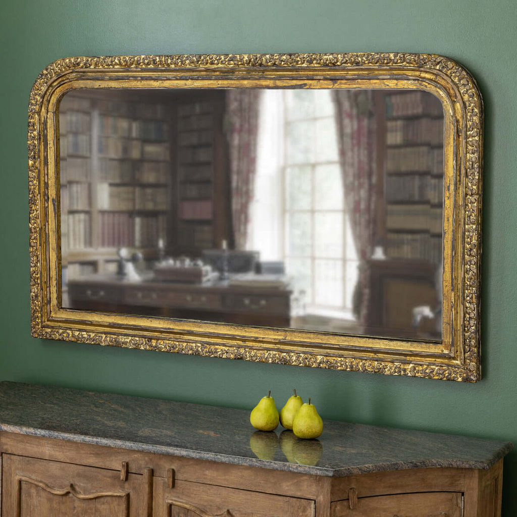 Carved Wood Entry Mirror-Fiore Verde