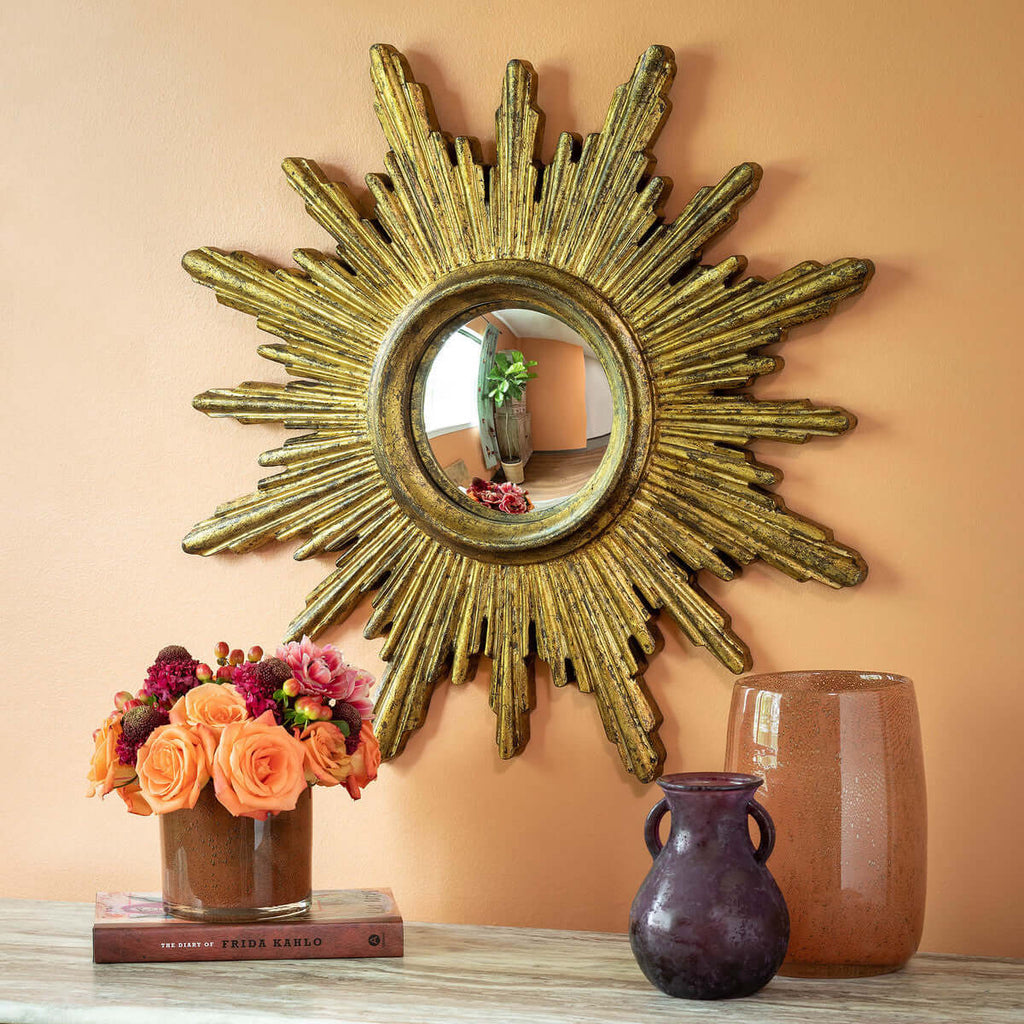 Isolde Sunburst Mirror-Fiore Verde