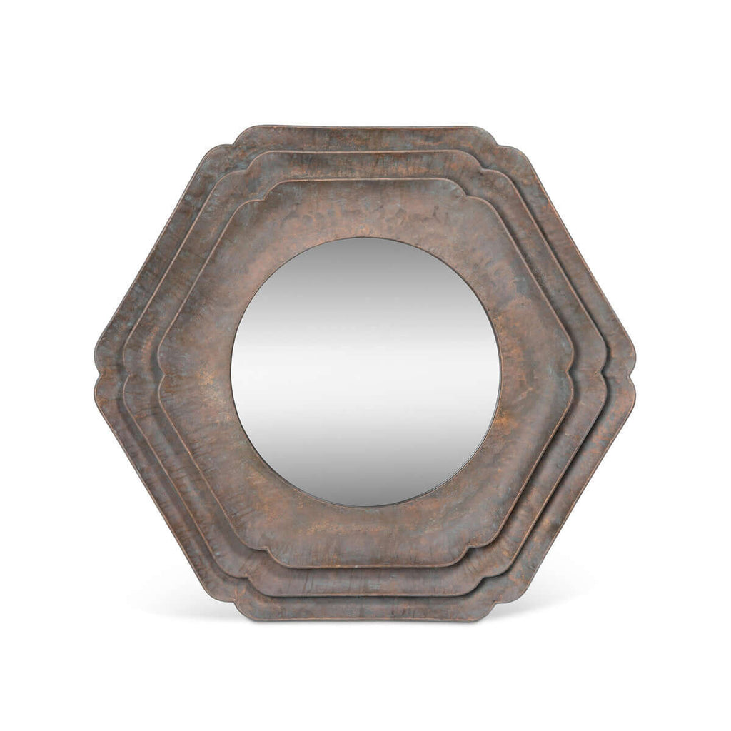 Round Hex Layered Mirror-Fiore Verde