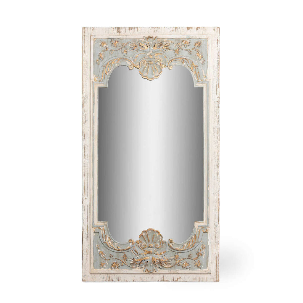 Coquille Carved Wood Mirror-Fiore Verde