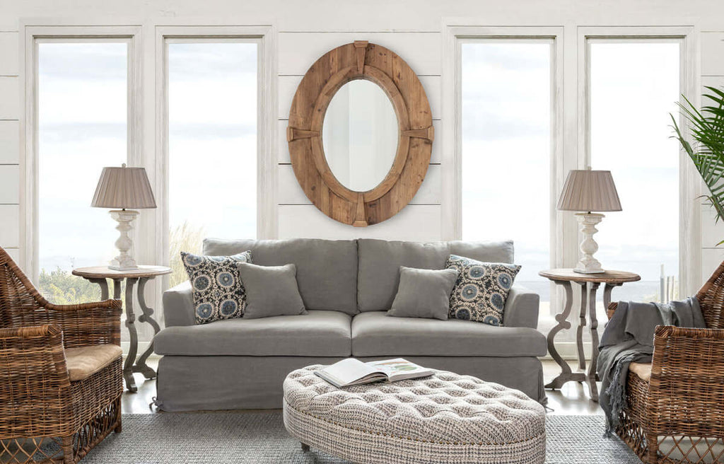 Oval Estate Window Frame Mirror-Fiore Verde