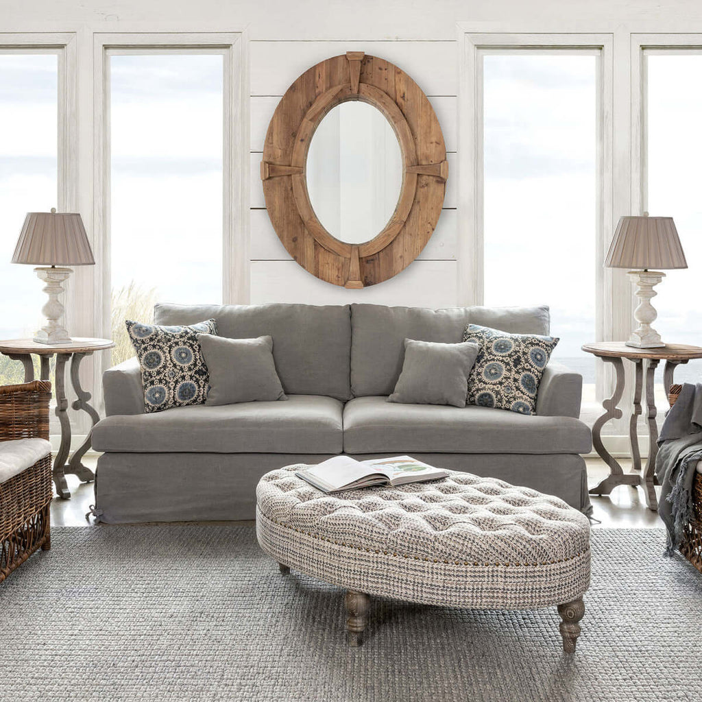 Oval Estate Window Frame Mirror-Fiore Verde