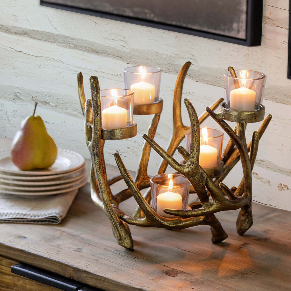 Antler Cast Aluminum Centerpiece x 5-Fiore Verde