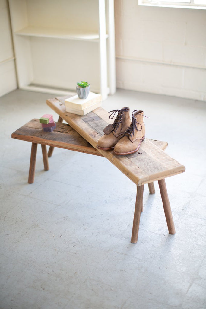 SET OF TWO RECYCLED WOOD ACCENT TABLES-Fiore Verde