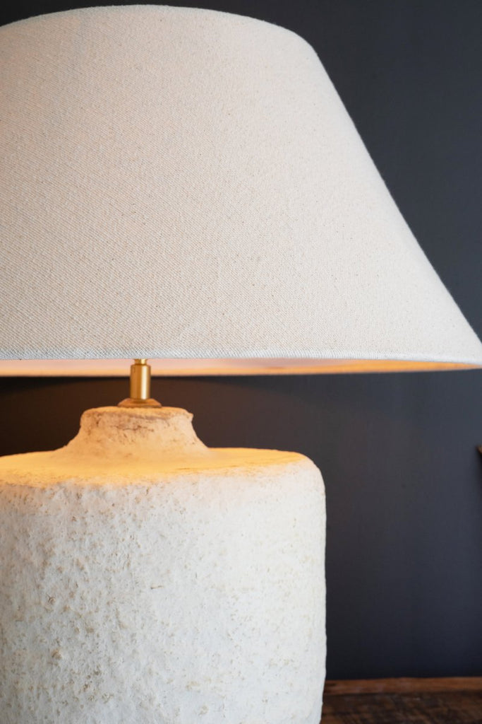 CYLINDER PAPER MACHE TABLE LAMP BASE W FABRIC LAMP SHADE-Fiore Verde