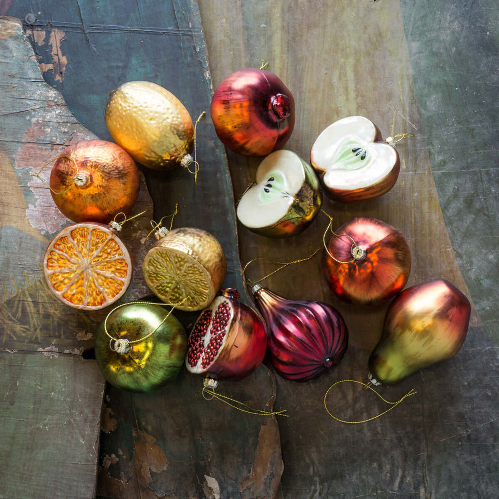 Christmas Fruit Ornaments, Set of 12-Fiore Verde