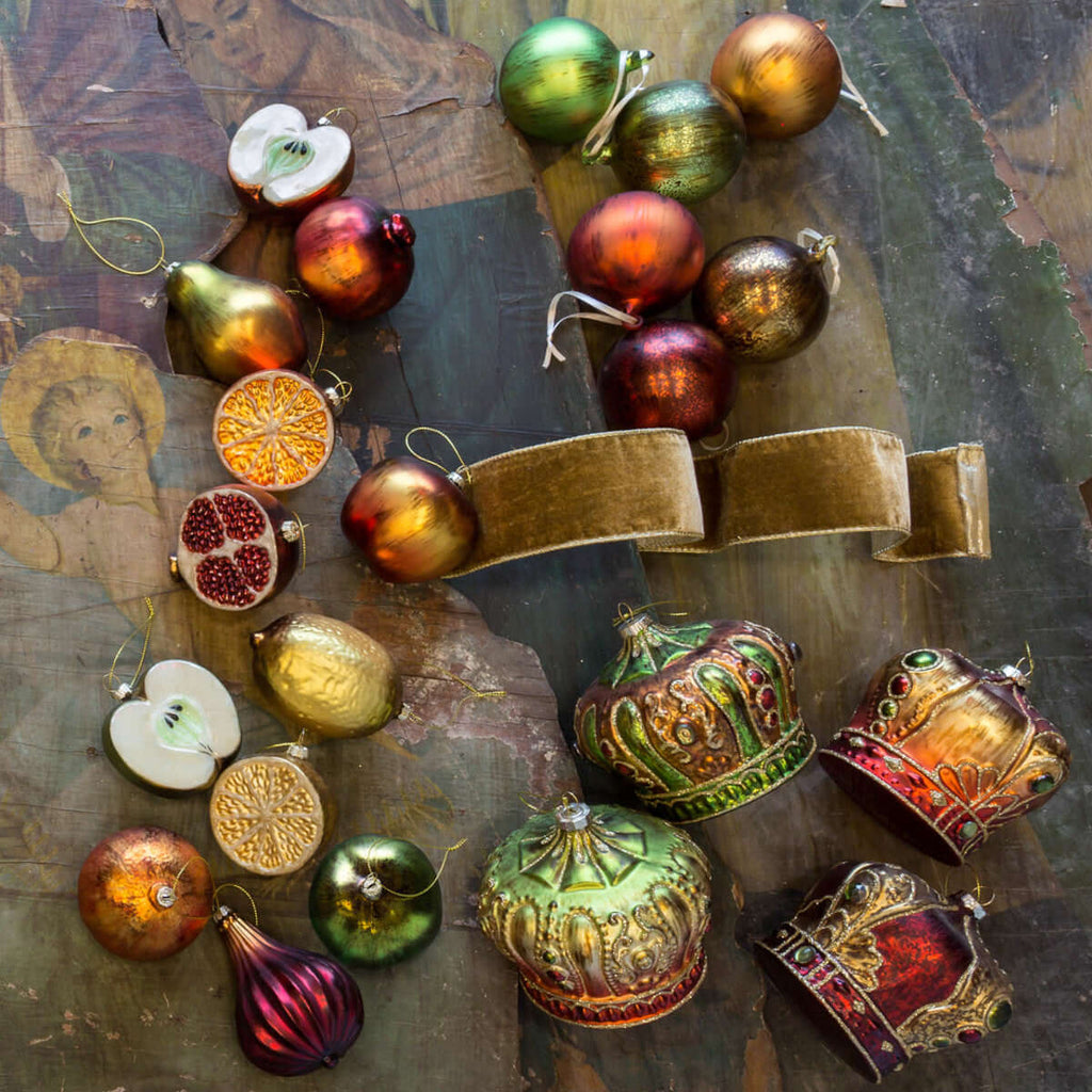 Christmas Fruit Ornaments, Set of 12-Fiore Verde
