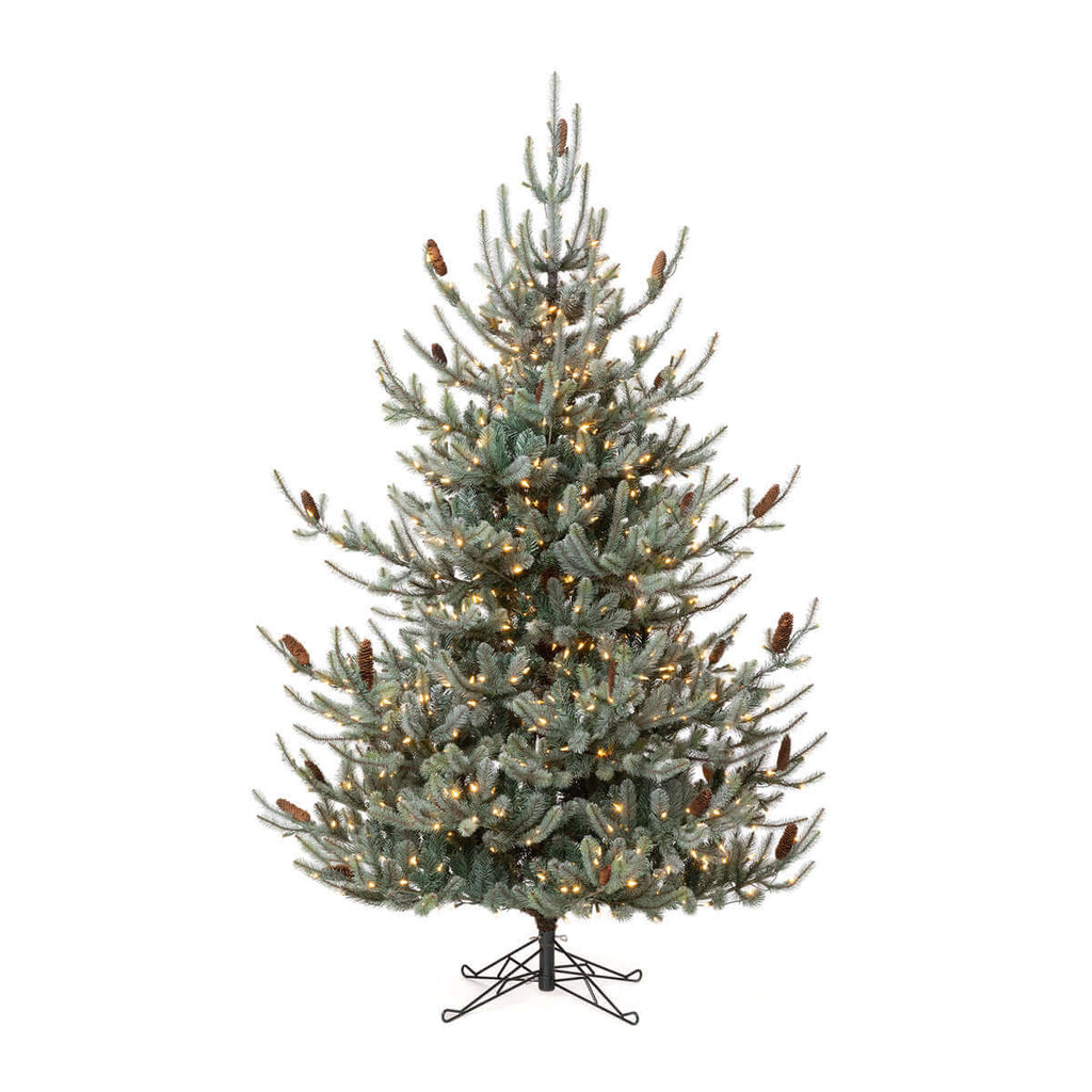 Park Hill Blue Spruce Christmas Tree, 7.5' Clear and Multi Lights-Fiore Verde