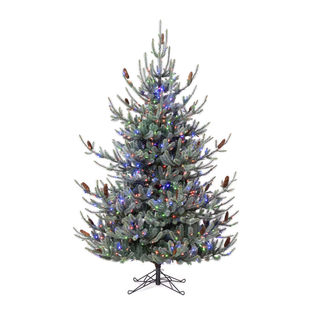 Park Hill Blue Spruce Christmas Tree, 7.5' Clear and Multi Lights-Fiore Verde
