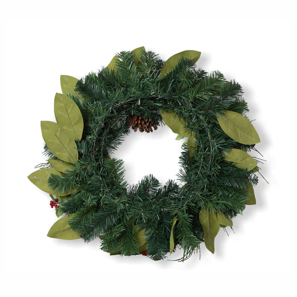 Magnolia Leaf and Winter Foliage Wreath-Fiore Verde