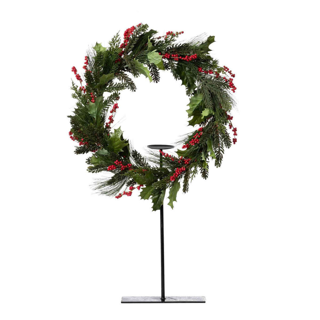 Blue Spruce Wreath with LED Lights, Large-Fiore Verde